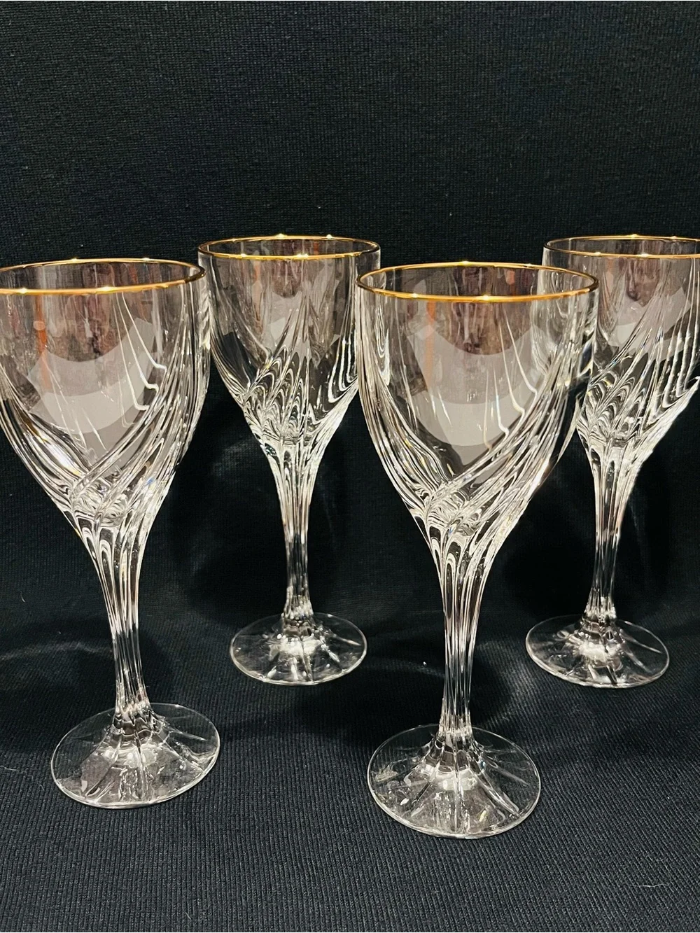 Vintage LENOX Debut Gold Crystal Wine Glasses Set of 4